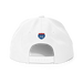 Back angle of the MAS Kansas City Wheelchair Softball Slant White Flat Bill Snapback against a white background