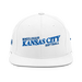 Front angle of the MAS Kansas City Wheelchair Softball Slant White Flat Bill Snapback against a white background