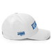 Right angle of the MAS Kansas City Wheelchair Softball Slant White Flexfit Curved Bill Fitted against a white background