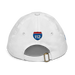 Back angle of the MAS Kansas City Wheelchair Softball Slant White Youth Dad Hat against a white background