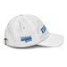 Right angle of the MAS Kansas City Wheelchair Softball Slant White Youth Dad Hat against a white background