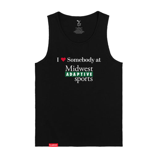Midwest Adaptive Sports I Love Somebody at MAS Black Tank Top on a white background