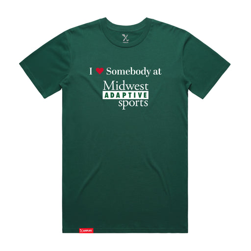 Midwest Adaptive Sports I Love Somebody at MAS Jade T-Shirt on a white background