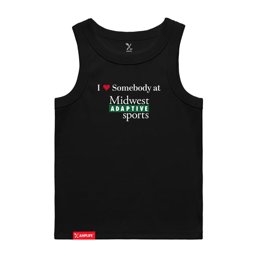 Midwest Adaptive Sports I Love Somebody at MAS Women's Black Organic Tank Top on a white background