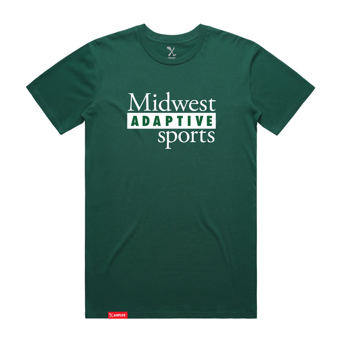 Midwest Adaptive Sports Logo Jade T-Shirt on a white background