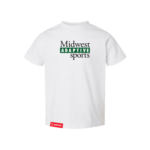 Midwest Adaptive Sports Logo Toddler White T-Shirt on a white background