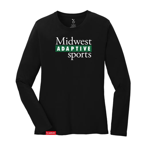 Midwest Adaptive Sports Logo Women's Black Long Sleeve T-Shirt on a white background
