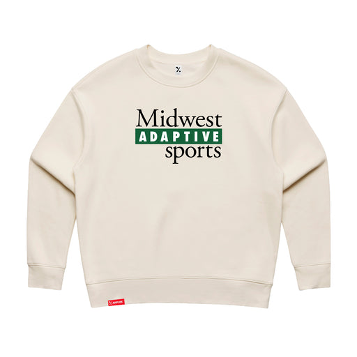 Midwest Adaptive Sports Logo Women's Ecru Modern Crewneck Sweatshirt on a white background