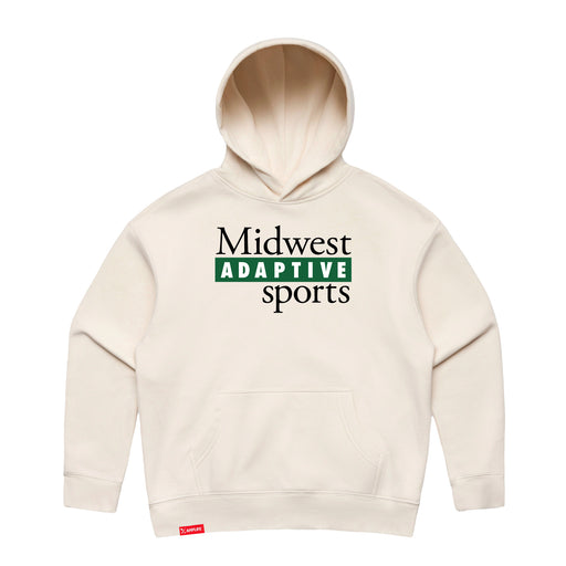 Midwest Adaptive Sports Logo Women's Ecru Modern Hoodie on a white background
