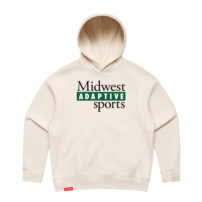 Midwest Adaptive Sports Logo Women's Ecru Modern Hoodie on a white background