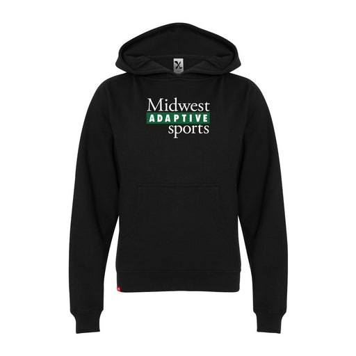 Midwest Adaptive Sports Logo Youth Black Hoodie on a white background