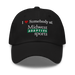Front angle of the Midwest Adaptive Sports I Love Somebody at MAS Black Dad Hat against a white background