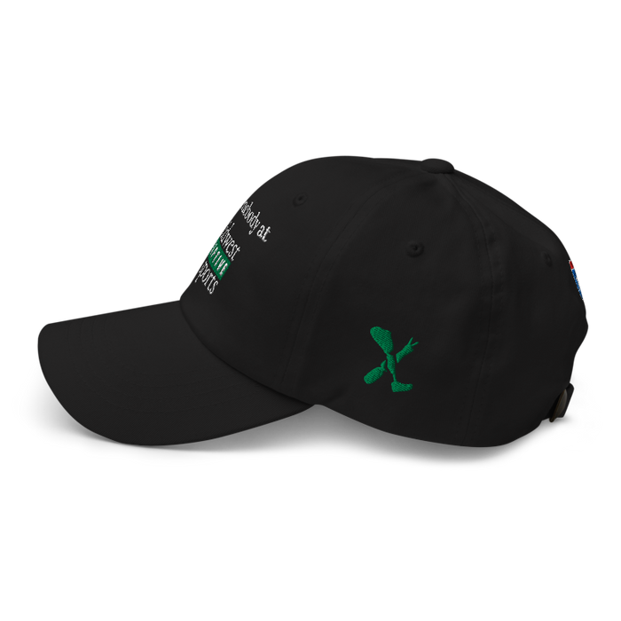 Left angle of the Midwest Adaptive Sports I Love Somebody at MAS Black Dad Hat against a white background