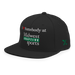 Front left angle of the Midwest Adaptive Sports I Love Somebody at MAS Black Flat Bill Snapback against a white background