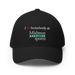 Front angle of the Midwest Adaptive Sports I Love Somebody at MAS Black Flexfit Curved Bill Fitted against a white background