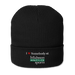 Front angle of the Midwest Adaptive Sports I Love Somebody at MAS Black Organic Beanie against a white background