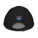 Back angle of the Midwest Adaptive Sports I Love Somebody at MAS Black Youth Dad Hat against a white background