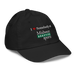 Front right angle of the Midwest Adaptive Sports I Love Somebody at MAS Black Youth Dad Hat against a white background