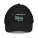 Front angle of the Midwest Adaptive Sports I Love Somebody at MAS Black Youth Dad Hat against a white background