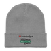 Front angle of the Midwest Adaptive Sports I Love Somebody at MAS Light Grey Organic Beanie laid flat against a white background