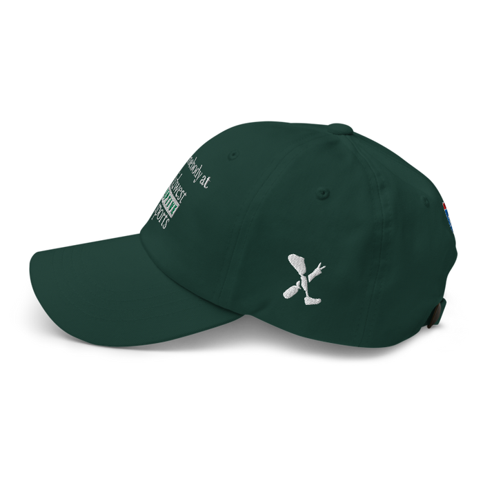 Left angle of the Midwest Adaptive Sports I Love Somebody at MAS Spruce Dad Hat against a white background