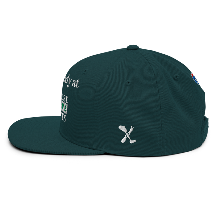 Left angle of the Midwest Adaptive Sports I Love Somebody at MAS Spruce Flat Bill Snapback against a white background