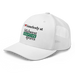 Front left angle of the Midwest Adaptive Sports I Love Somebody at MAS White Curved Bill Trucker Snapback against a white background
