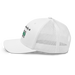 Left angle of the Midwest Adaptive Sports I Love Somebody at MAS White Curved Bill Trucker Snapback against a white background