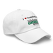 Front right angle of the Midwest Adaptive Sports I Love Somebody at MAS White Dad Hat against a white background