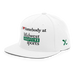 Front left angle of the Midwest Adaptive Sports I Love Somebody at MAS White Flat Bill Snapback against a white background
