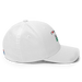 Right angle of the Midwest Adaptive Sports I Love Somebody at MAS White Flexfit Curved Bill Fitted against a white background