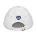 Back angle of the Midwest Adaptive Sports I Love Somebody at MAS White Youth Dad Hat against a white background