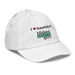 Front right angle of the Midwest Adaptive Sports I Love Somebody at MAS White Youth Dad Hat against a white background