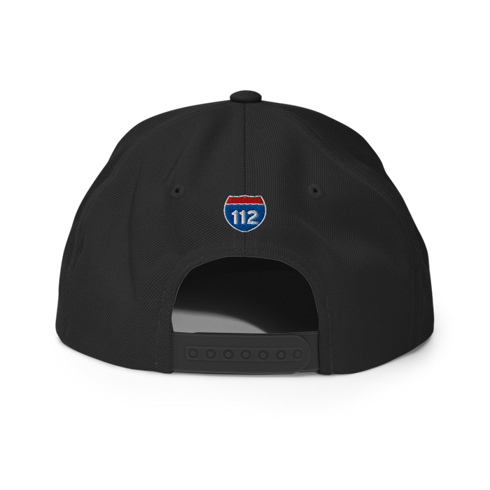 Back angle of the Midwest Adaptive Sports Logo Black Flat Bill Snapback against a white background