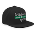 Front right angle of the Midwest Adaptive Sports Logo Black Flat Bill Snapback against a white background