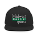Front angle of the Midwest Adaptive Sports Logo Black Flat Bill Snapback against a white background