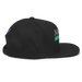 Right angle of the Midwest Adaptive Sports Logo Black Flat Bill Snapback against a white background