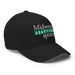 Front right angle of the Midwest Adaptive Sports Logo Black Flexfit Curved Bill Fitted against a white background