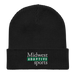 Front angle of the Midwest Adaptive Sports Logo Black Organic Beanie laid flat against a white background