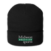 Front angle of the Midwest Adaptive Sports Logo Black Organic Beanie against a white background