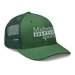 Front right angle of the Midwest Adaptive Sports Logo Evergreen Curved Bill Trucker Snapback against a white background