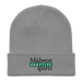 Front angle of the Midwest Adaptive Sports Logo Light Grey Organic Beanie laid flat against a white background