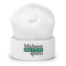 Front angle of the Midwest Adaptive Sports Logo White Beanie against a white background