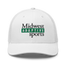 Front angle of the Midwest Adaptive Sports Logo White Curved Bill Trucker Snapback against a white background