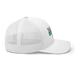 Right angle of the Midwest Adaptive Sports Logo White Curved Bill Trucker Snapback against a white background