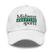 Front angle of the Midwest Adaptive Sports Logo White Dad Hat against a white background