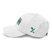 Left angle of the Midwest Adaptive Sports Logo White Dad Hat against a white background