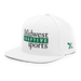Front left angle of the Midwest Adaptive Sports Logo White Flat Bill Snapback against a white background