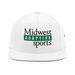 Front angle of the Midwest Adaptive Sports Logo White Flat Bill Snapback against a white background