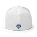 Back angle of the Midwest Adaptive Sports Logo White Flexfit Curved Bill Fitted against a white background